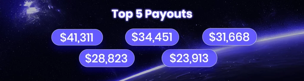 top five payouts of july 15 - july 21