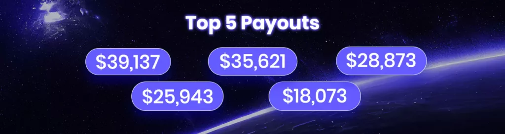 top five payouts of august 19 to august 25
