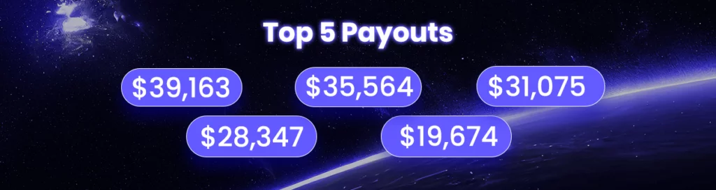 top five payouts of august 5 - august 11