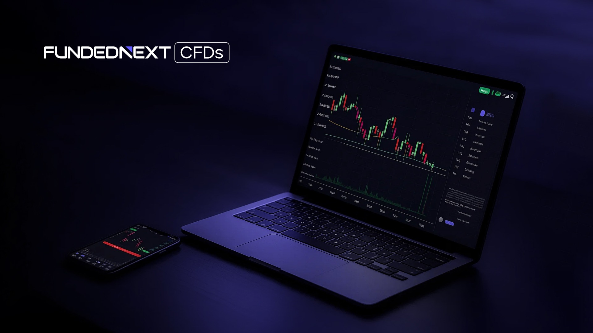 Visual of Fundnext CDS on a Forex trading virtual desk, representing innovative financial services in the trading industry.